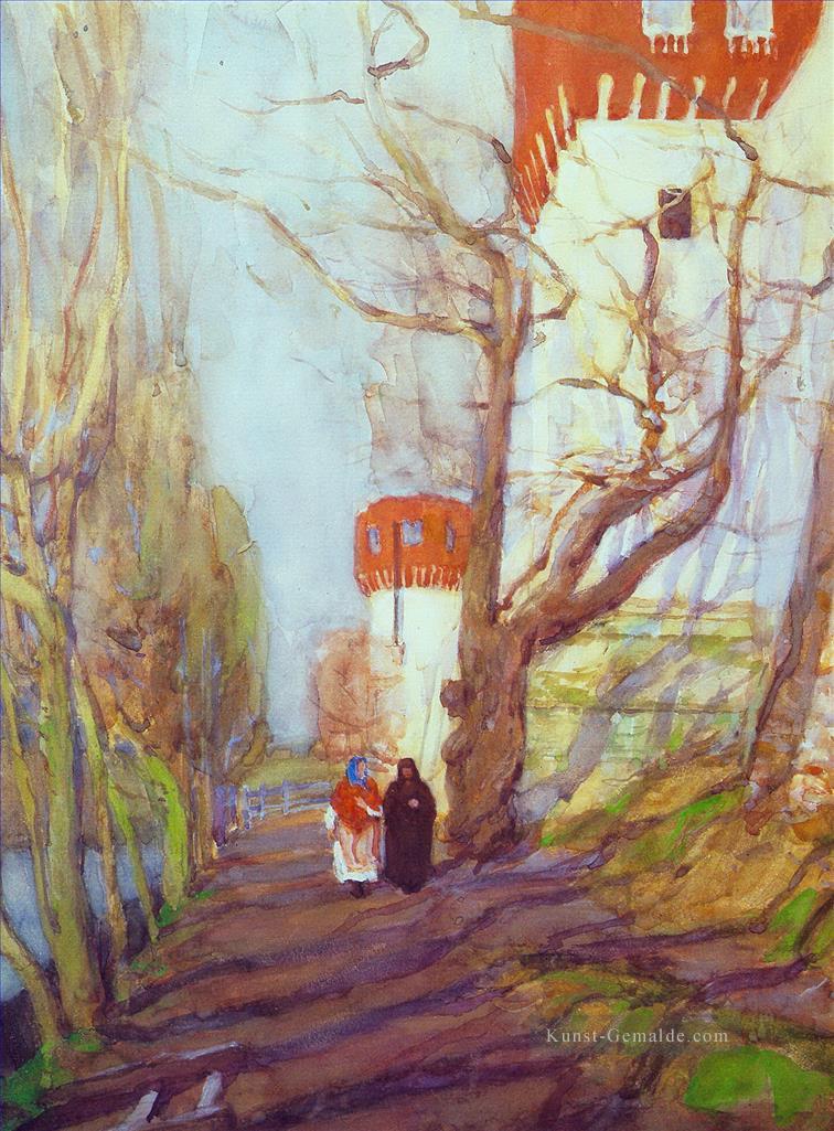 in der Nähe von novodevichy Kloster im Frühjahr 1900 Konstantin Yuon Ölgemälde
